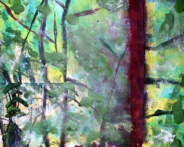light throught the woods, mixed media, 60X60cm