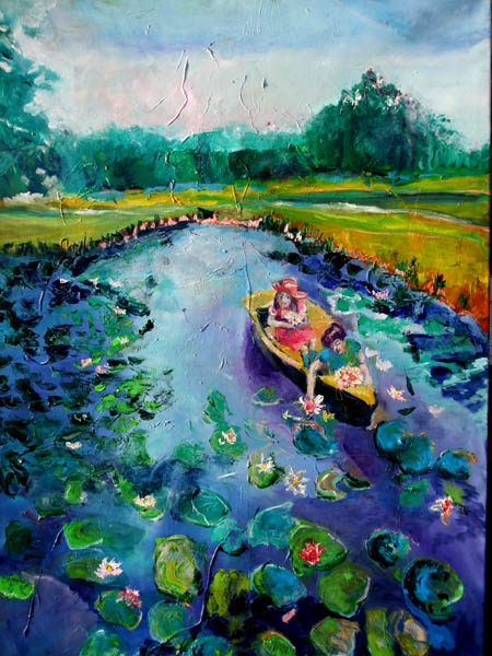 SOLD! sea lily pond, oil on canvas, 160X100cm