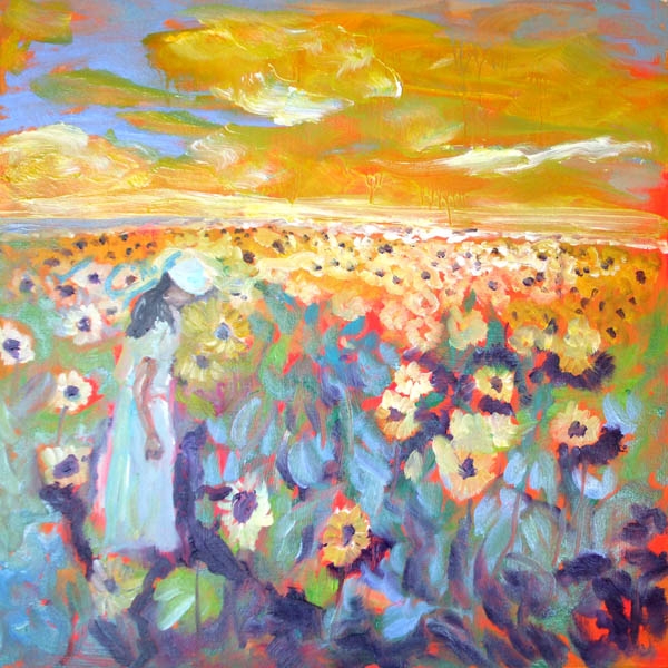 Sunflower Emersion, oil on canvas, 60 x 60 cm- SOLD!