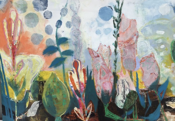 Bright meadows, mixed media on canvas,  60x100cm