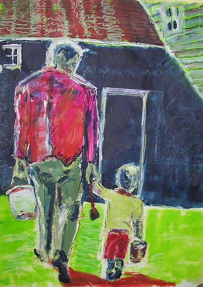 Coming home, acrylic on paper- SOLD!