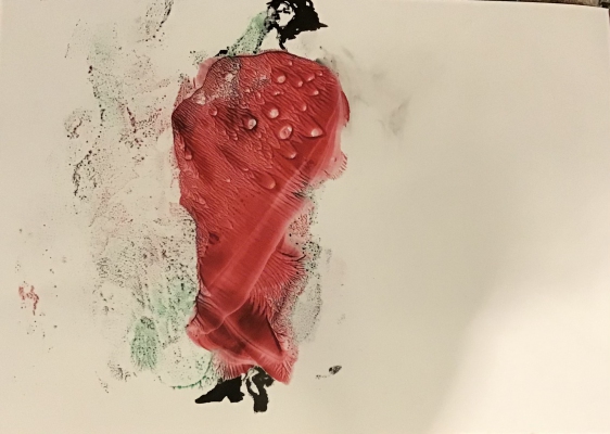 Sold! The red Robe, 40x30cm encaustic and ink on paper