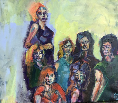 Group of dames 2, acrylic on canvas, 40x50cm