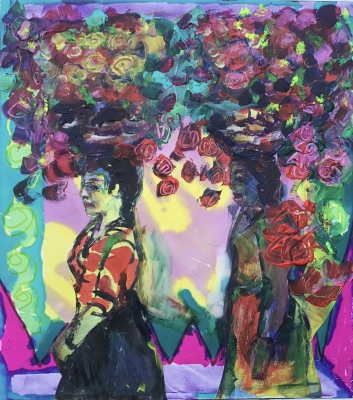 Flower girls, 26x 30cm, acrylic collage