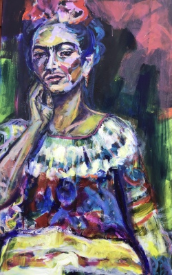 Frida in thought, acrylic on canvas,, 73x116cm 120x80cm