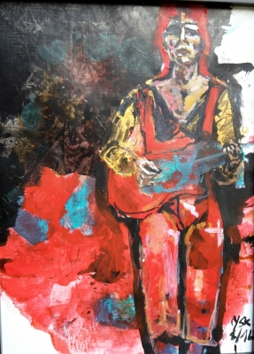 Ziggy plays guitar, acrylic, 39X28.5cm