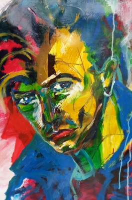 David in Blue, Acrylic on paper- SOLD!