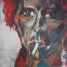 smoking Bowie, acrylic on canvas, 30X30cm- SOLD!