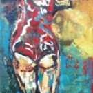 Loving the alien, encaustic on panel, 90X40cm- SOLD!