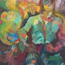 Embracing the Divine, acrylic on canvas, 150x125cm