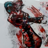 Freak out in a moonage daydream, acrylic and ink on print, 50X50cm- SOLD!