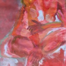 Sitting in red, 50x90cm, acrylic on paper