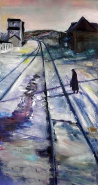 Manitoban Tracks , oil on canvas, 150X80cm, Donation to the University of Manitoba Art Collection