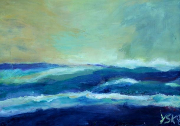 storm on sea, oil on paper, 60X60cm