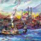Sundown over Istanbul, acrylic on canvas, 40X40cm