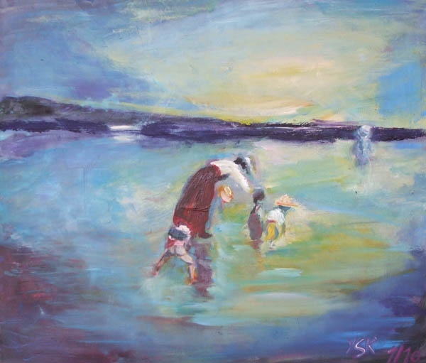 wet joy in evening sun, oil on canvas, 60X60cm
