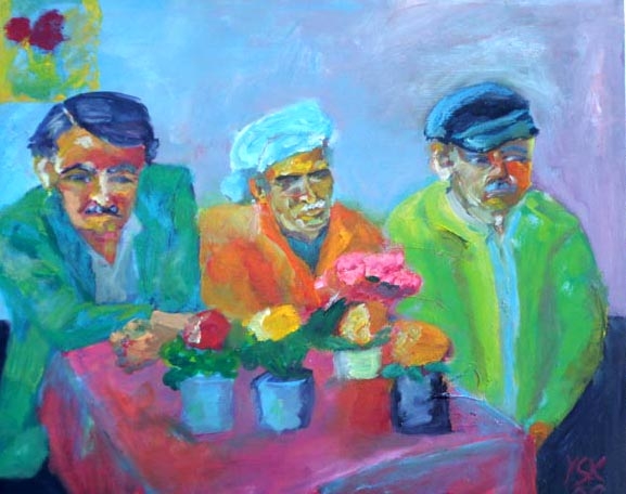 Meeting for Tea, oil on canvas, 80X100cm