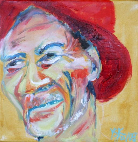 Texan smile, oil on canvas, 30X30cm