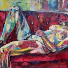 on the sofa, oil on canvas, 110X160cm- SOLD!