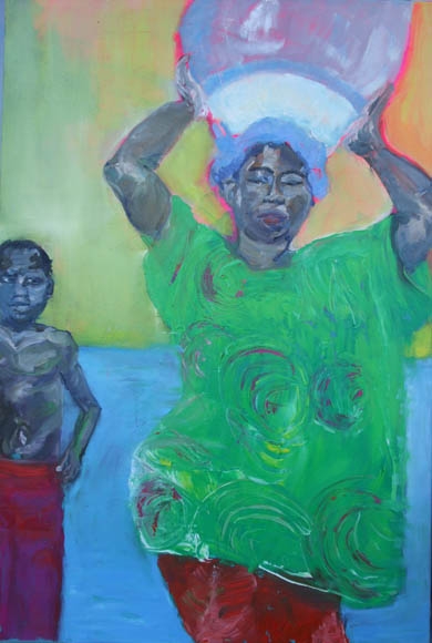 Watch me my Boy , acrylic on canvas, 80 x 100 cm, Donation to the "Lebendige Kommunikation mit Frauen in ihren Kulturen e.V."