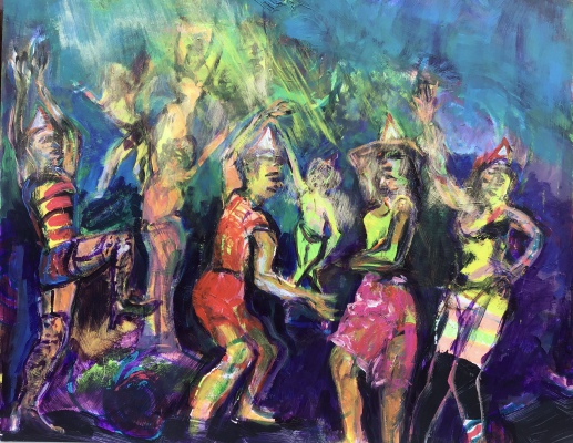 Party in Metamorfosi, acrylic on paper, 40x50cm