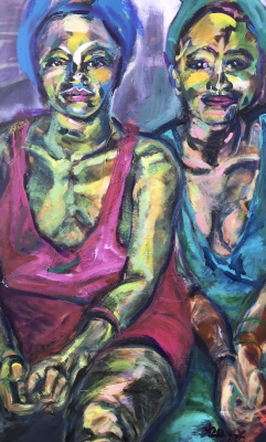Female companionship, acrylic on canvas, 115x72cm