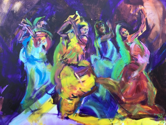 Bollywood dancers, 60x80cm, acrylic on canvas
