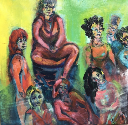 Group of dames 3, acrylic on canvas, 57x57cm