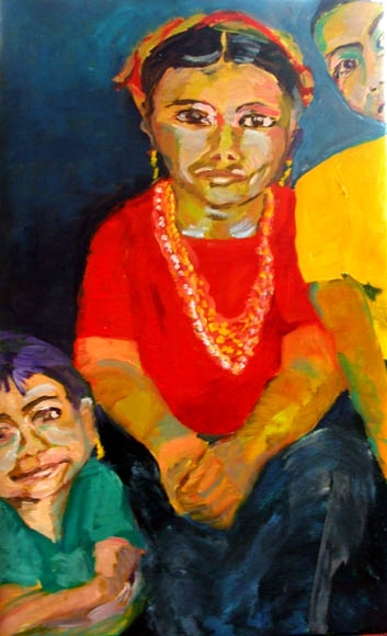 Guatemalen Family , oil on canvas - 100 x 60 cm