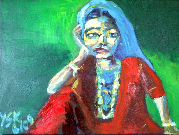 bored woman, acrylic on canvas, 30X40cm