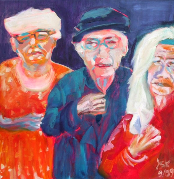 three friends, oil on canvas, 50X50cm